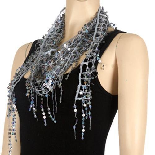 Silver Grey Triangle Sequin Hip Scarf Neck Wrap