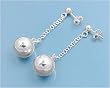 Sterling Silver Italian Earrings - 47 mm - 12mm Ball