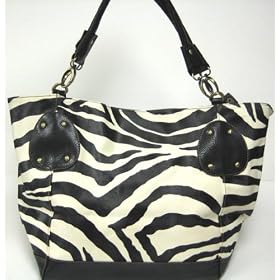 Click here to buy Large Black Cream Zebra Striped Handbag by Coolstuff4U.