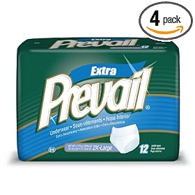 Prevail Protective Underwear, 2XL, 12 Underwear (Pack of 4)