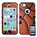 APPLE IPHONE 5C BROWN BLACK BASKETBALL SPORT HYBRID RIB CAGE COVER HARD GEL CASE + FREE SCREEN PROTECTOR from [ACCESSORY ARENA]