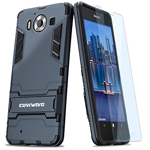 COVRWAREÂ® Lumia 950 Case - [Slim Series] Armor Protective Case [ Kickstand ] [ Slim Fit ][ Screen Protector ] For Microsoft Lumia 950 - Navy Blue (CW-950-SL02)