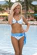 Blue Polka Dot Swimsuit Belted Bottom: Swimwear Bottom Only