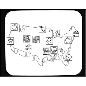 Decorated Mouse Pad with map, farming, crops, "united states"