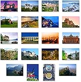 CHARMING EUROPE postcard set of 20. Post card variety pack with European travel theme and several UNESCO word heritage sites postcards. Made in USA.