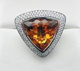 18k White Gold Citrine and Diamond Palmiero Jewellery Design Ring