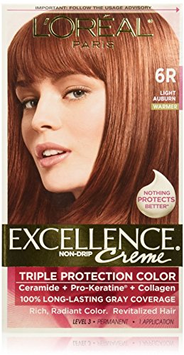 L'Oreal Paris Excellence Creme Triple Protection Hair Color, Light Auburn (Warmer) [6R] 1 ea (Pack of 2)