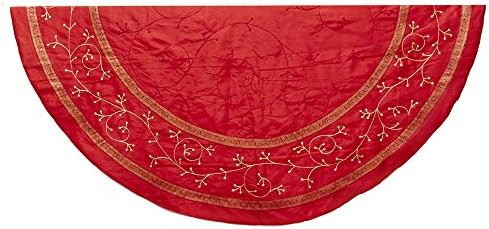 Kurt Adler Scroll Embossed with Sari Border Tree Skirt
