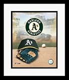 Oakland Athletics MLB Team Logo and Baseball Cap Collage Framed 8 x 10 Photograph