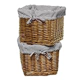 Set of 2 Honey Baskets with Black Gingham Liners