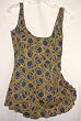 Plus Size Sarong Swimsuit Navy / Gold Chains