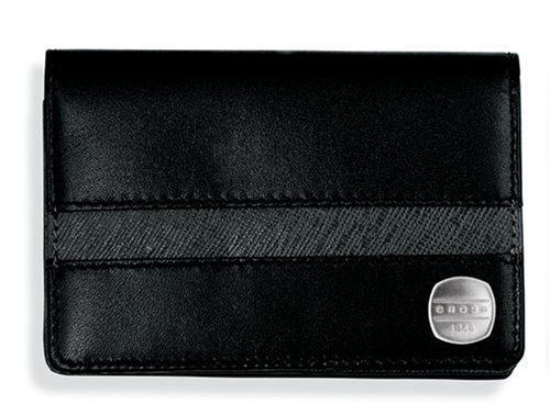 Cross Flip Card Case 1846 Leather Collection Ebony with Carbon Grey by Cross
