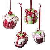 Set Of 4 Yummy Angel Food Cake Christmas Ornaments