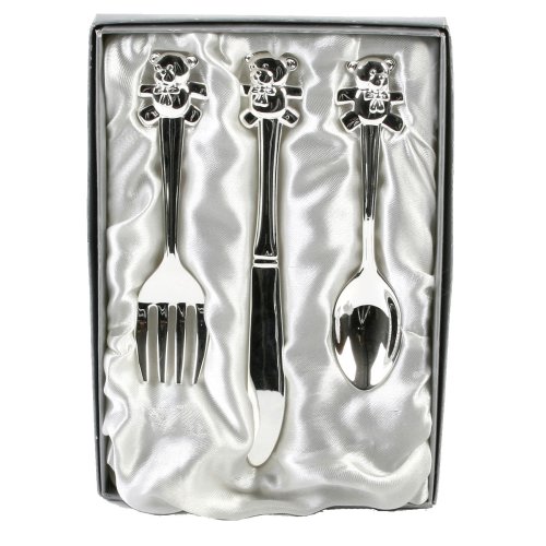 Silver Plated Teddy Cutlery Set - Lovely Gift 
