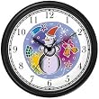 Snowman or Snow Man Christmas Theme Wall Clock by WatchBuddy Timepieces (White Frame)