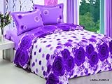 Le Vele Linda-Purple - Duvet Cover Bed in Bag - Full / Queen Bedding Set -  ....