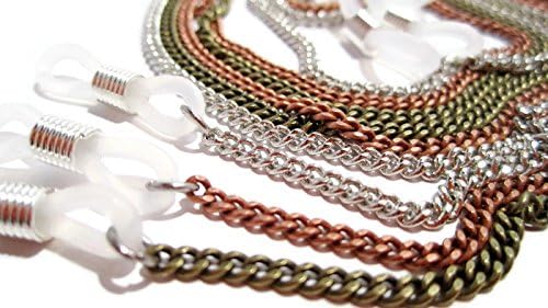 SET OF 3 Chain Eyeglass Holders- Silver, Antique Bronze, and Copper Finished Brass Metal Eyeglass Holder Set of 3