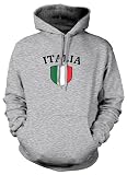(Cybertela) Italia Flag Crest Sweatshirt Hoodie Country Pride Shield Hoody (Light Gray, X-Large)