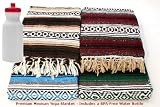 Hand Woven Premium Mexican Yoga Blankets Includes Eco Friendly BPA Free Water Bottle