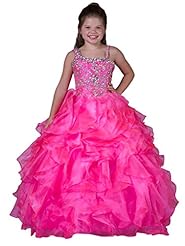 Girls Crystals Crystal Lace  One Shoulder Full Length   Ball Gown Flower-Girl Dress/Pageant Dress/Party Dress  With Rhinestones