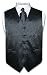 Men's Black Paisley Design Dress Vest and NeckTie Set for Suit or Tuxedo