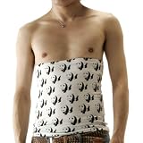 メンズ　腹巻　パンダ柄 ベア天竺腹巻・メンズボディチューブ!男女兼用・はらまきオシャレなインナー紳士腹巻!アウトドア・プレゼント ホワイト