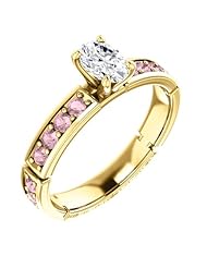 18K Yellow Gold Oval Cut White and Pink Diamond Ring -- LIFETIME WARRANTY