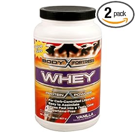 Body Fortress Whey Protein Powder, Vanilla, 32 Ounces (Pack of 2)