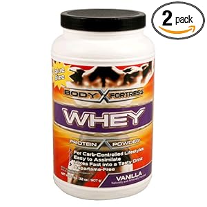 Body Fortress Whey Protein Powder, Vanilla, 32 Ounces (Pack of 2)