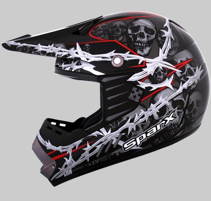Sparx D-07 Special Edition Off Road Skullz Motorcycle Helmet Multi L