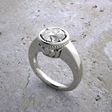 51bRgcNAT4L. SL160  14k White Gold Romantic Lotus Design CZ Center Ring