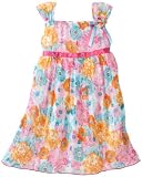 Youngland Girls 2-6X Toddler Sleeveless Chiffon Dress With Detail Flowers At Neckline