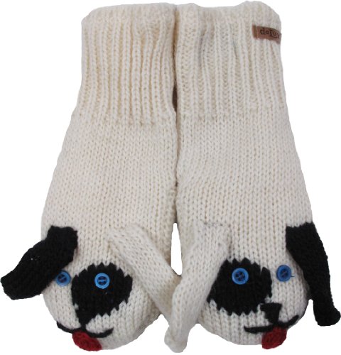 DeLux Puppy White Wool Animal Mittens