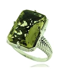 Sterling Silver with Gold Plating, Larger Lime Quartz Gemstone Ring