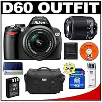 Nikon D60 Digital SLR Camera with 18-55mm AF-S VR Zoom Lens + Nikon 55-200mm AF-S Zoom Lens + 4GB SD Card + EN-EL9 Battery + Case, Bonus Accessory Kit Nikon D60 Digital SLR Camera with 18-55mm AF-S VR Zoom Lens + Nikon 55-200mm AF-S Zoom Lens + 4GB SD Card + EN-EL9 Battery + Case, Bonus Accessory Kit
