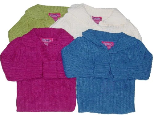 Buy Girls’ Sweater in Cable Knit with Cuffed Sleeves and Collar