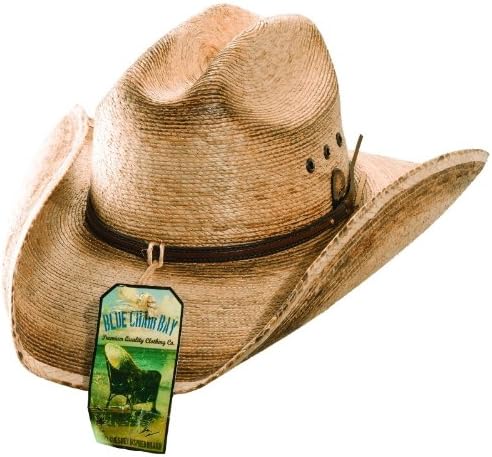 Blue Chair Bay Mens Palm Leaf and Leather Guitar Pick Detail Western Cowboy Hat
