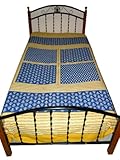 Cotton Bedspreads Khaki Royal Blue Floral Print Indian Bedding Twin Sized B ....