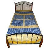 Cotton Bedspreads Khaki Royal Blue Floral Print Indian Bedding Twin Sized Bed Linen