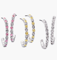 Avon Rhinestone Hoop Earrings Pink