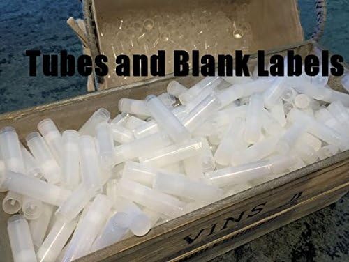 100 Clear Round Lip Balm Tubes, Caps and Waterproof Blank White Labels