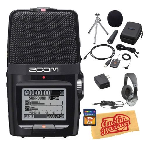 Zoom H2n Handy Recorder Bundle with Accessory Pack, 2GB SD Card, Headphones, and Polishing Cloth