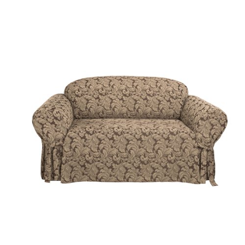 Sure Fit Scroll 1-Piece - Sofa Slipcover  - Brown (SF36217)