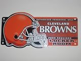 CLEVELAND BROWNS 19 x 8 Plastic Clubhouse Locker Room Sign with Team Colors & Logo