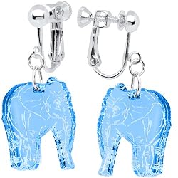 Light Blue Elegant Elephant Clip On Earrings