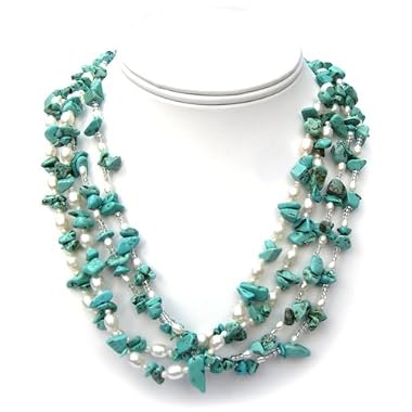 HinsonGayle "Maria" Double Strand Turquoise and Pearl Rope Necklace