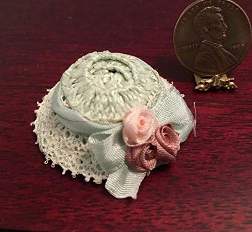 Dollhouse Miniature Artisan Fancy Ladies Pale Green & Lace Hat by Sylvia Leiner
