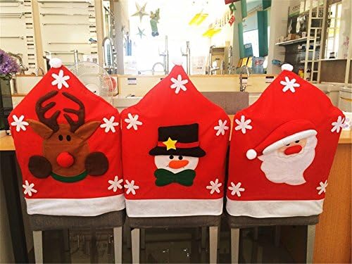 Skue Christmas Party Dining Room Decorations Santa Reindeer Snowman Chair Covers (Set of 6)