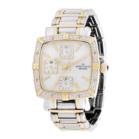 AK Anne Klein Women's Square Diamond Accented Watch #108713MPTT