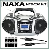 Naxa NPB-250 Portable MP3/CD Player with Text Display, AM/FM Stereo Radio, USB Input & SD/MMC Card Slot + Accessory Kit